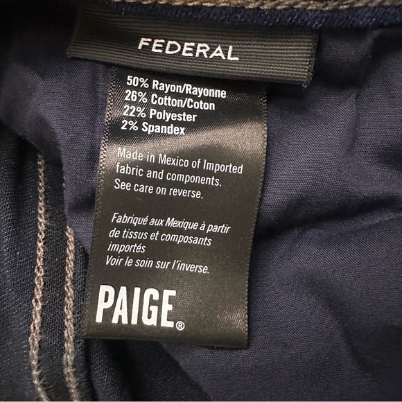 Paige Federal Jeans 36 Dark Wash Slim
Straight Fit Stretch Denim - Picture 11 of 12